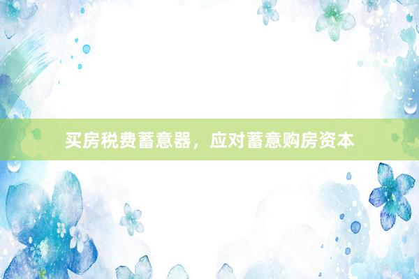 买房税费蓄意器,应对蓄意购房资本